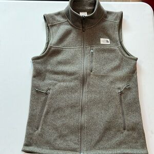 North Face - men’s, unisex army green fleece vest, small